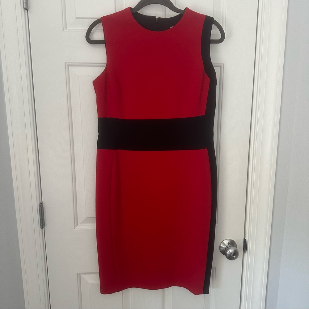 Iris Setlakwe Red Black Sleeveless Shift Dress Sz 12